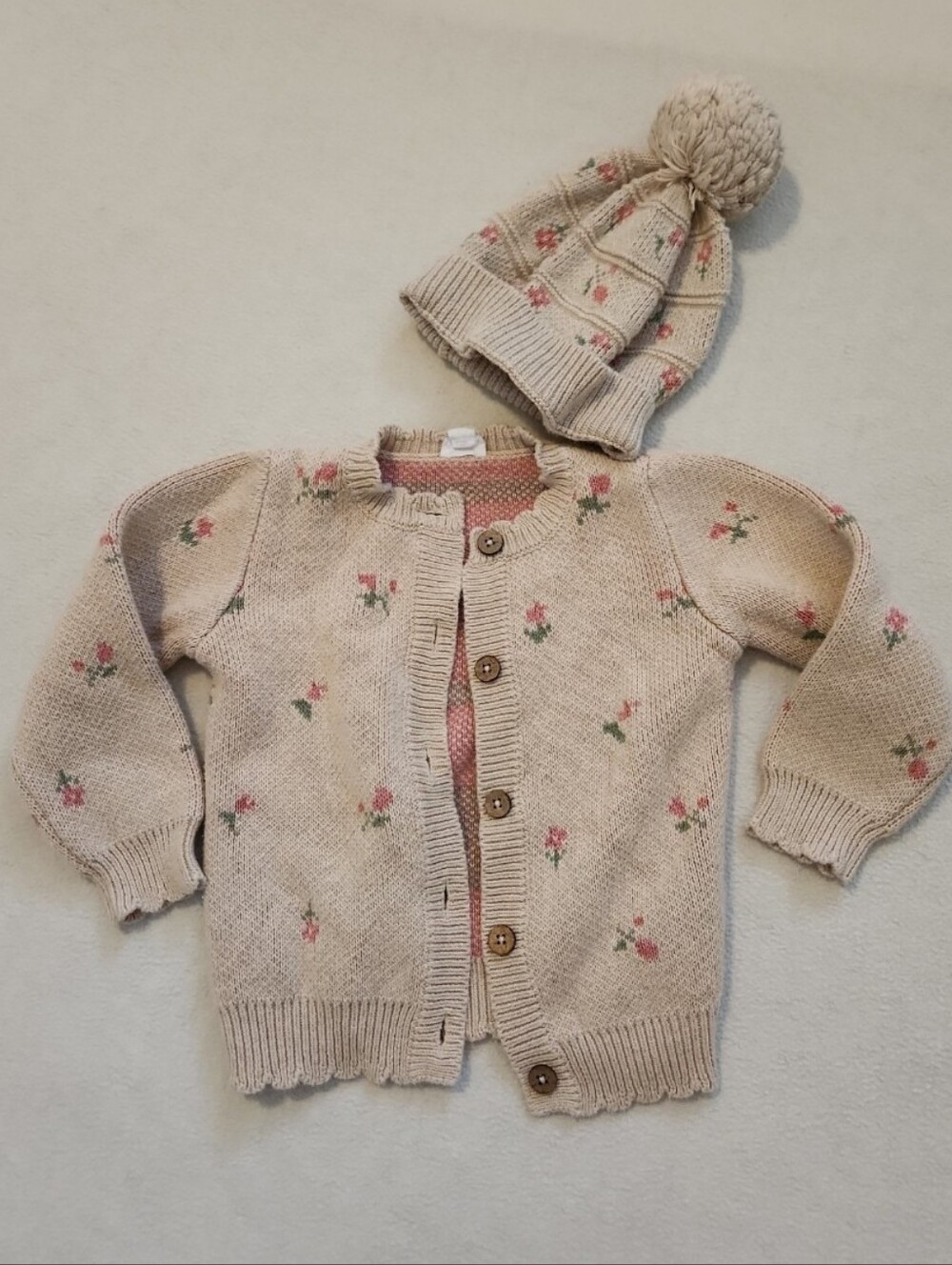 Jamie kay 3 years 3t cardigan sweater and 2 y+ hat deliah jacquard oatmeal marle